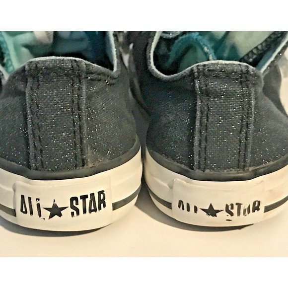 Converse All Star Chuck Taylor Low Top Sneakers Shoes Girls 13 Blue Glitter - Picture 6 of 12